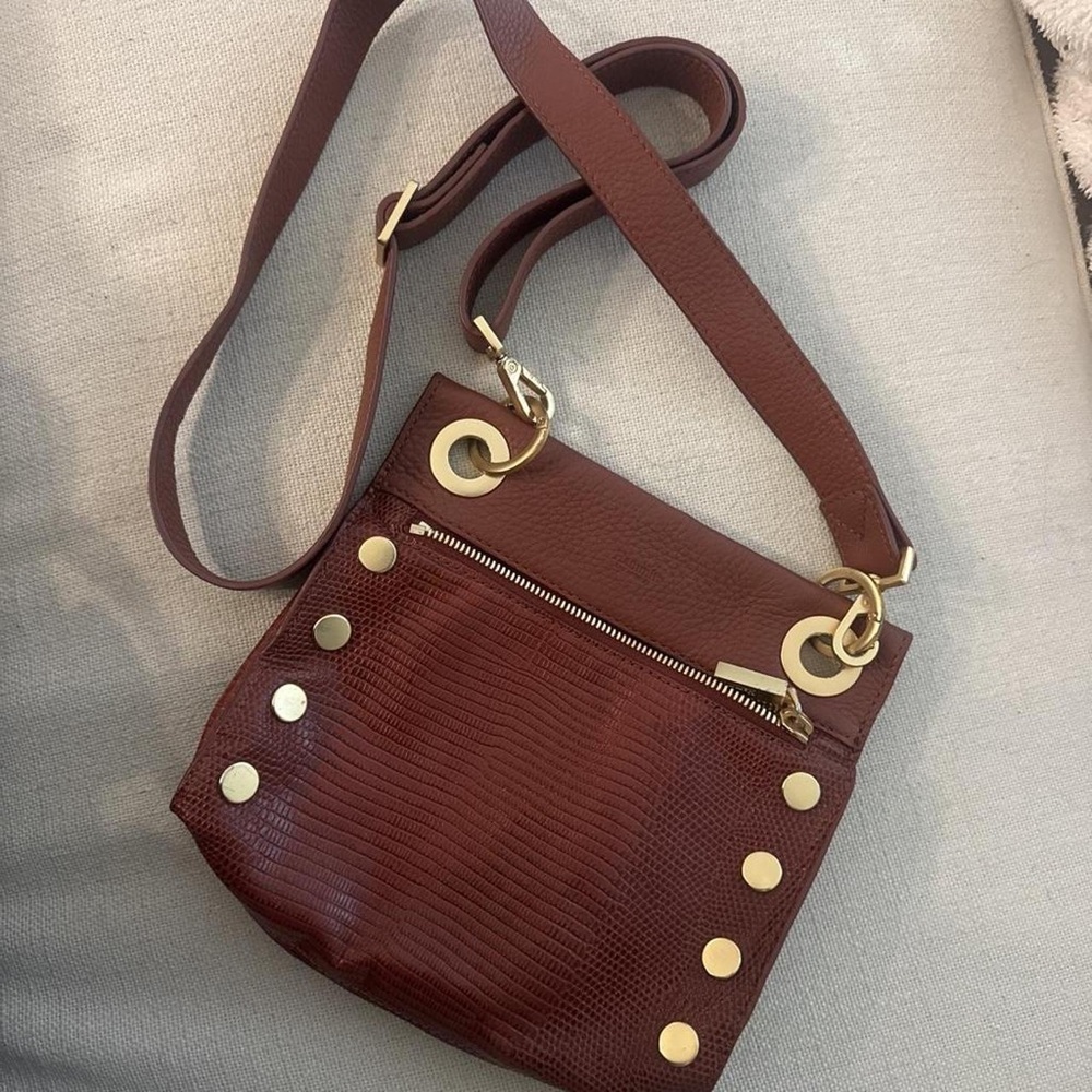 Hammitt Chestnut Brown Leather Crossbody with Gold Hardware